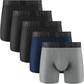 5Mayi Men's Boxer Briefs Fly Front with Pouch Athletic Mens Underwear Performance Boxer Briefs for Men Pack