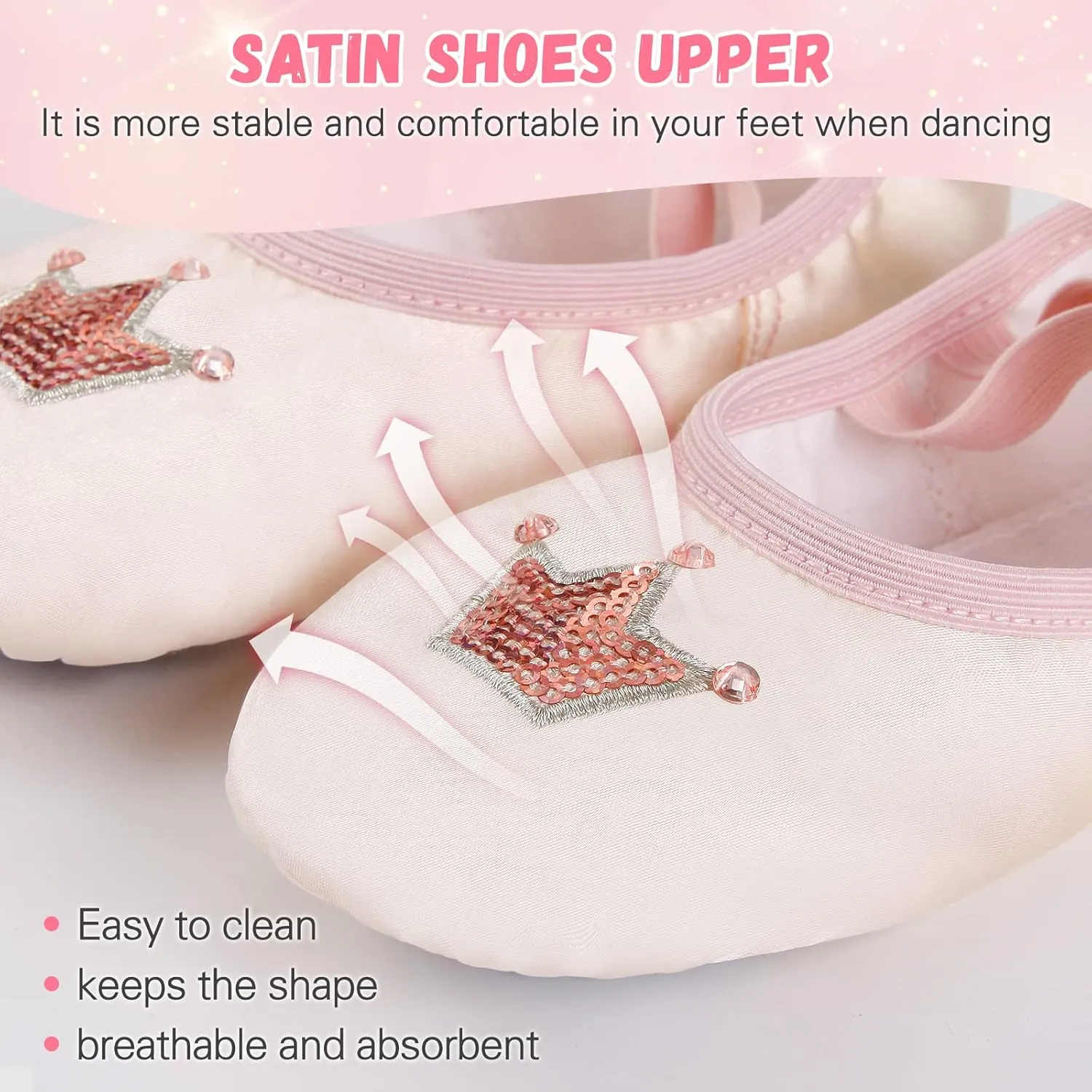 Ballet Shoes for Girls, Split Sole Toddler Ballet Shoes Satin Ballet Slippers for Girls Toddler/Little/Big Kid