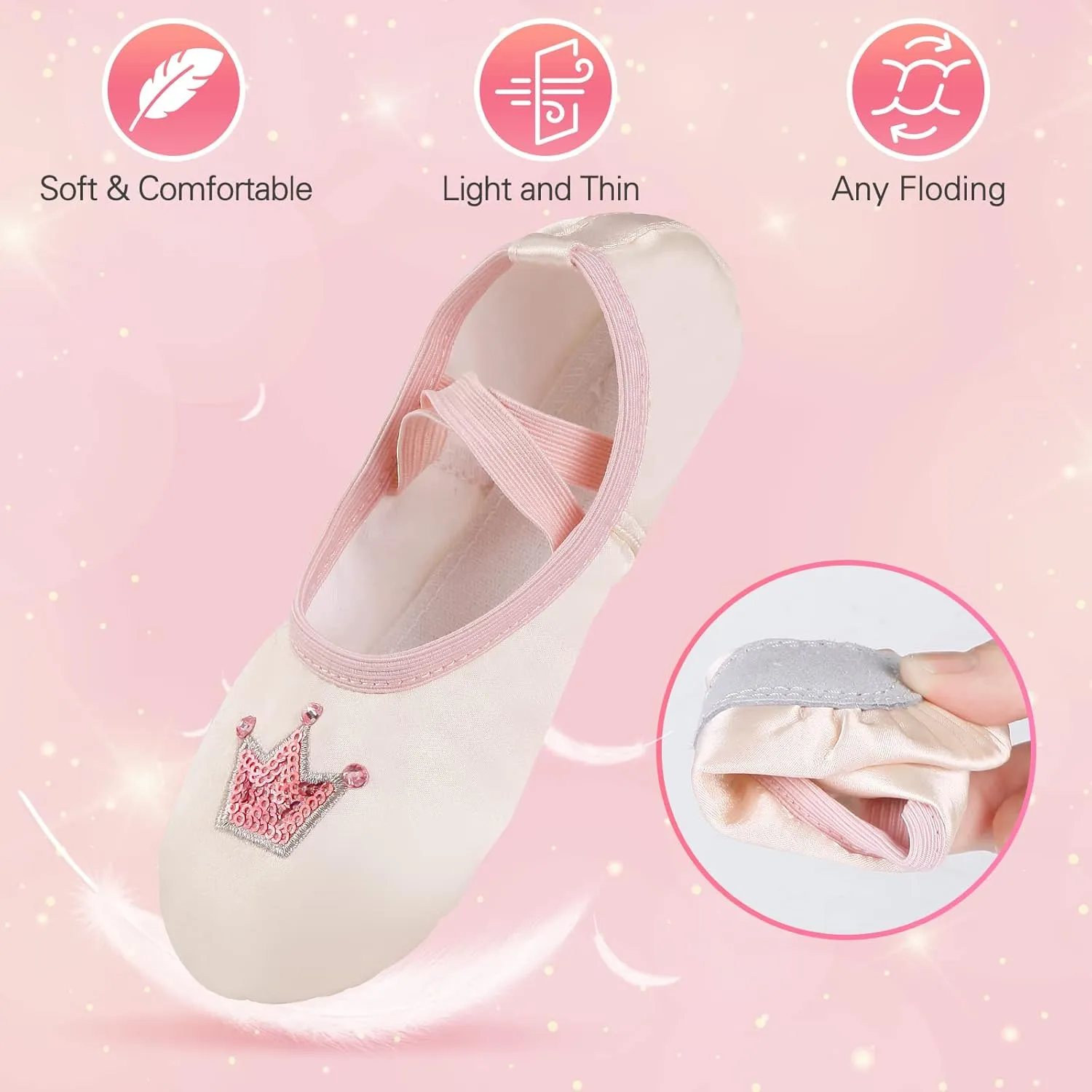 Ballet Shoes for Girls, Split Sole Toddler Ballet Shoes Satin Ballet Slippers for Girls Toddler/Little/Big Kid