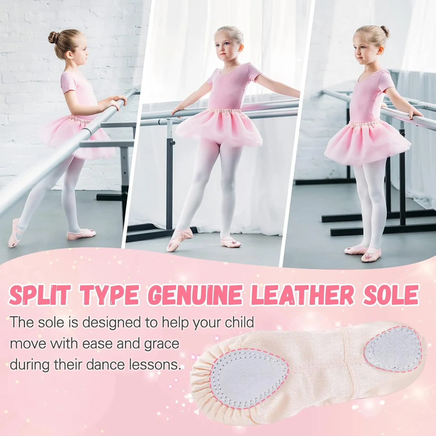 Ballet Shoes for Girls, Split Sole Toddler Ballet Shoes Satin Ballet Slippers for Girls Toddler/Little/Big Kid