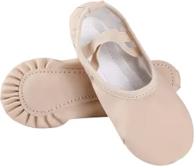 Ballet Shoes for Girls,Soft Leather Ballet Slippers No-Tie Dance Shoes for Toddler Girls/Little/Big Kids