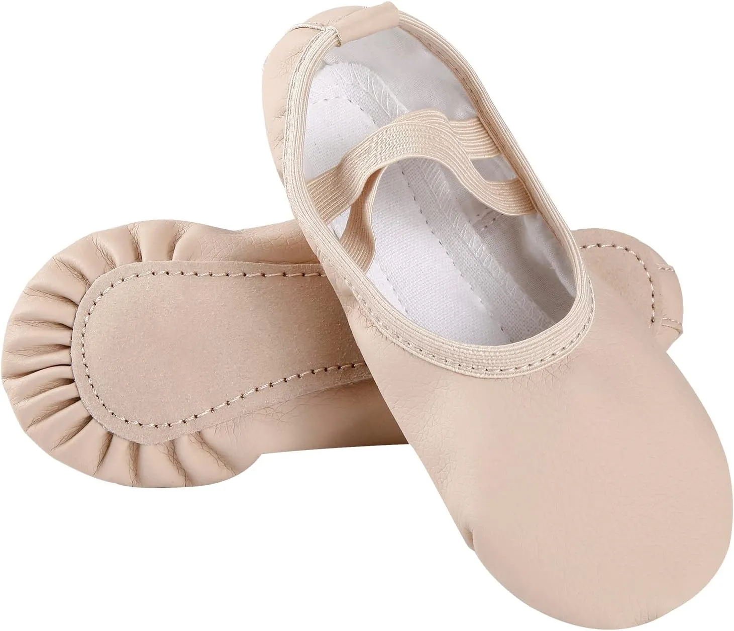 Ballet Shoes for Girls,Soft Leather Ballet Slippers No-Tie Dance Shoes for Toddler Girls/Little/Big Kids
