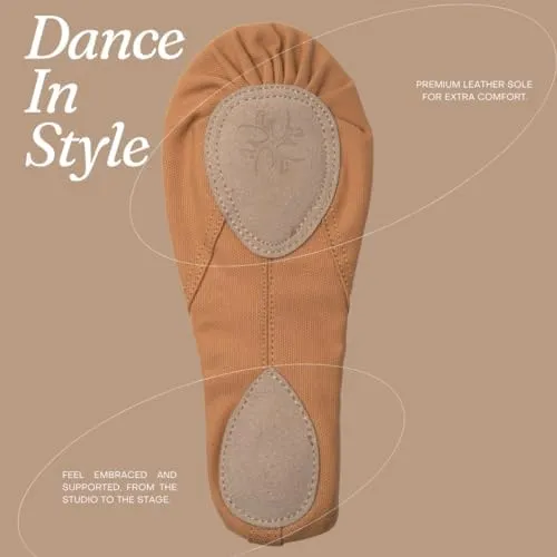 Ballet Shoes for Women, Men & Children, Durable Cotton Canvas, Adjustable Width, Split Sole, 6 Skin Tone Shades