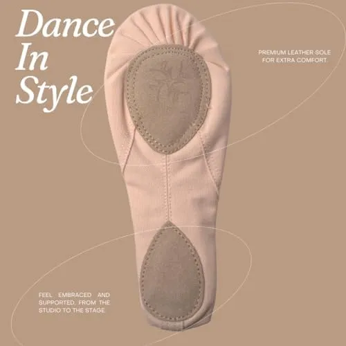 Ballet Shoes for Women, Men & Children, Durable Cotton Canvas, Adjustable Width, Split Sole, 6 Skin Tone Shades