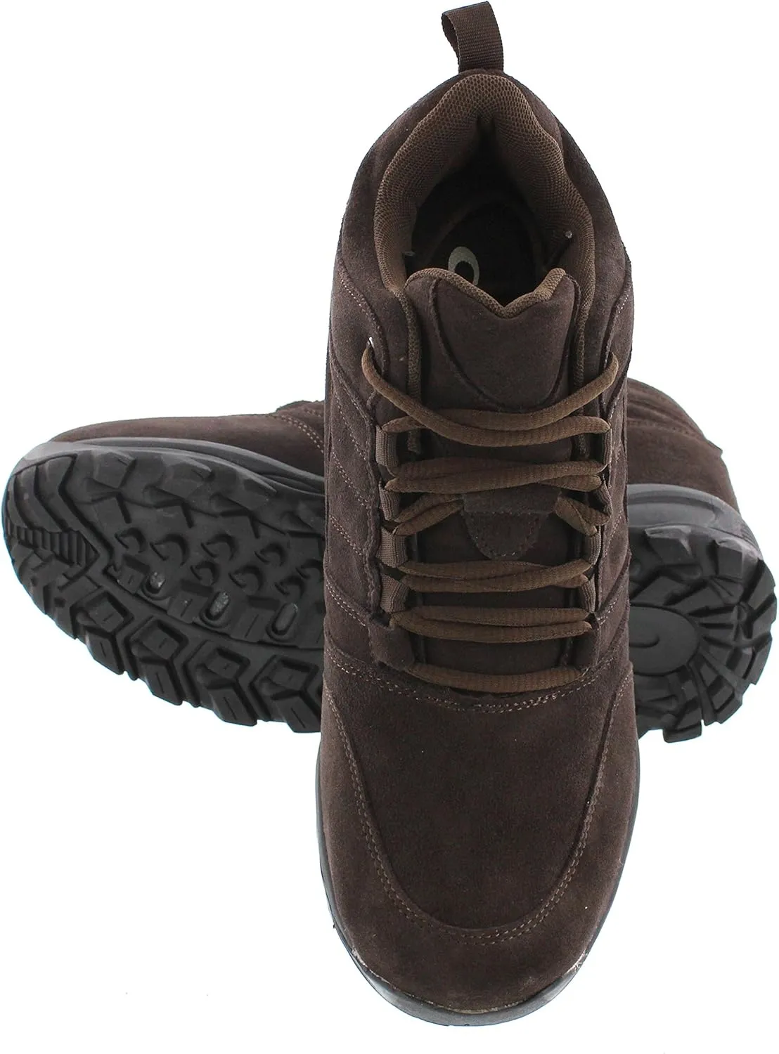 CALTO Men's Invisible Height Increasing Elevator Shoes - Dark Brown Suede Lace-up Hiking Boots - 4 Inches Taller - H0031 - Size 10 D(M) US