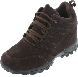 CALTO Men's Invisible Height Increasing Elevator Shoes - Dark Brown Suede Lace-up Hiking Boots - 4 Inches Taller - H0031 - Size 10 D(M) US