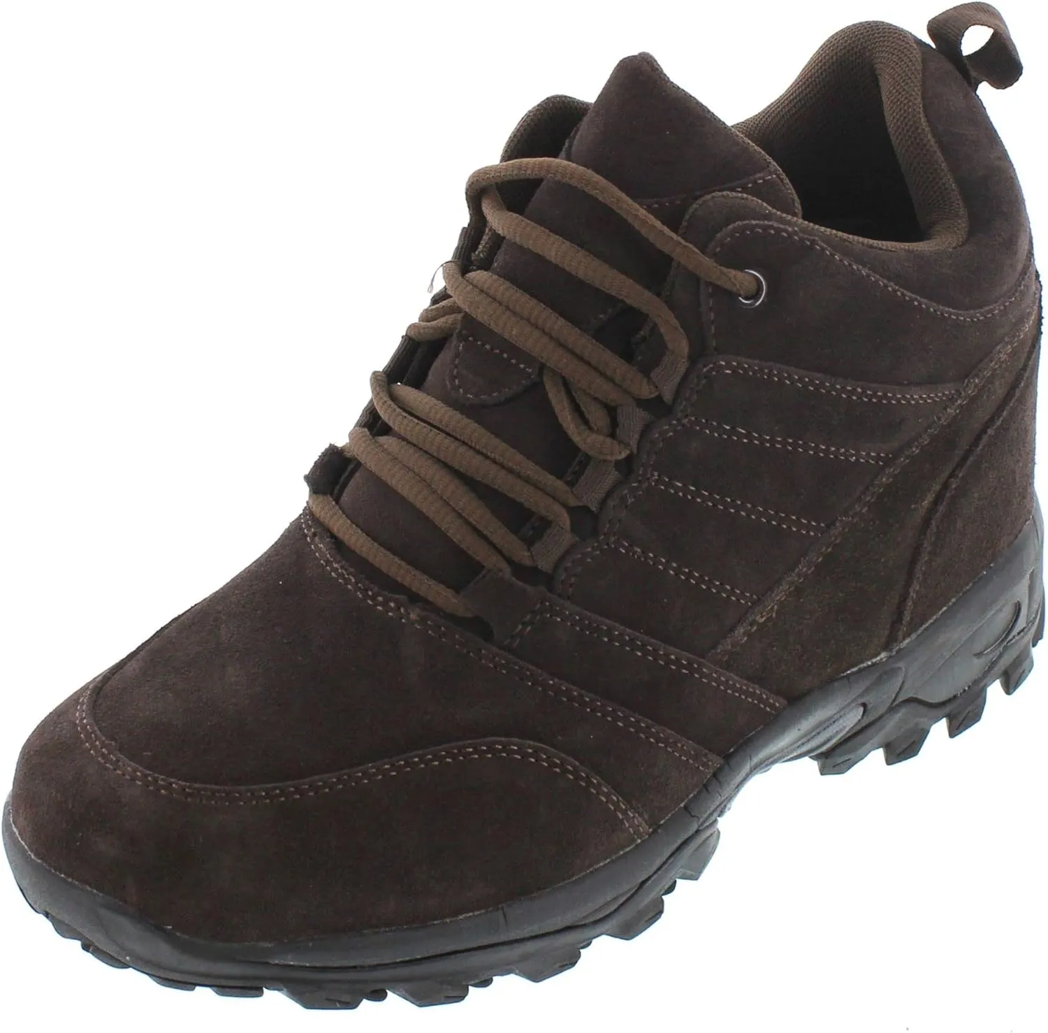 CALTO Men's Invisible Height Increasing Elevator Shoes - Dark Brown Suede Lace-up Hiking Boots - 4 Inches Taller - H0031 - Size 10 D(M) US
