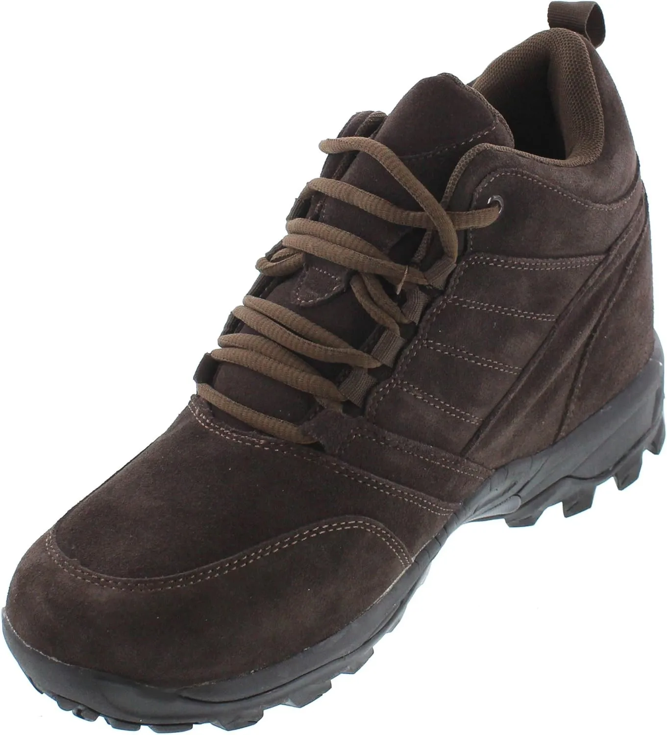 CALTO Men's Invisible Height Increasing Elevator Shoes - Dark Brown Suede Lace-up Hiking Boots - 4 Inches Taller - H0031 - Size 10 D(M) US