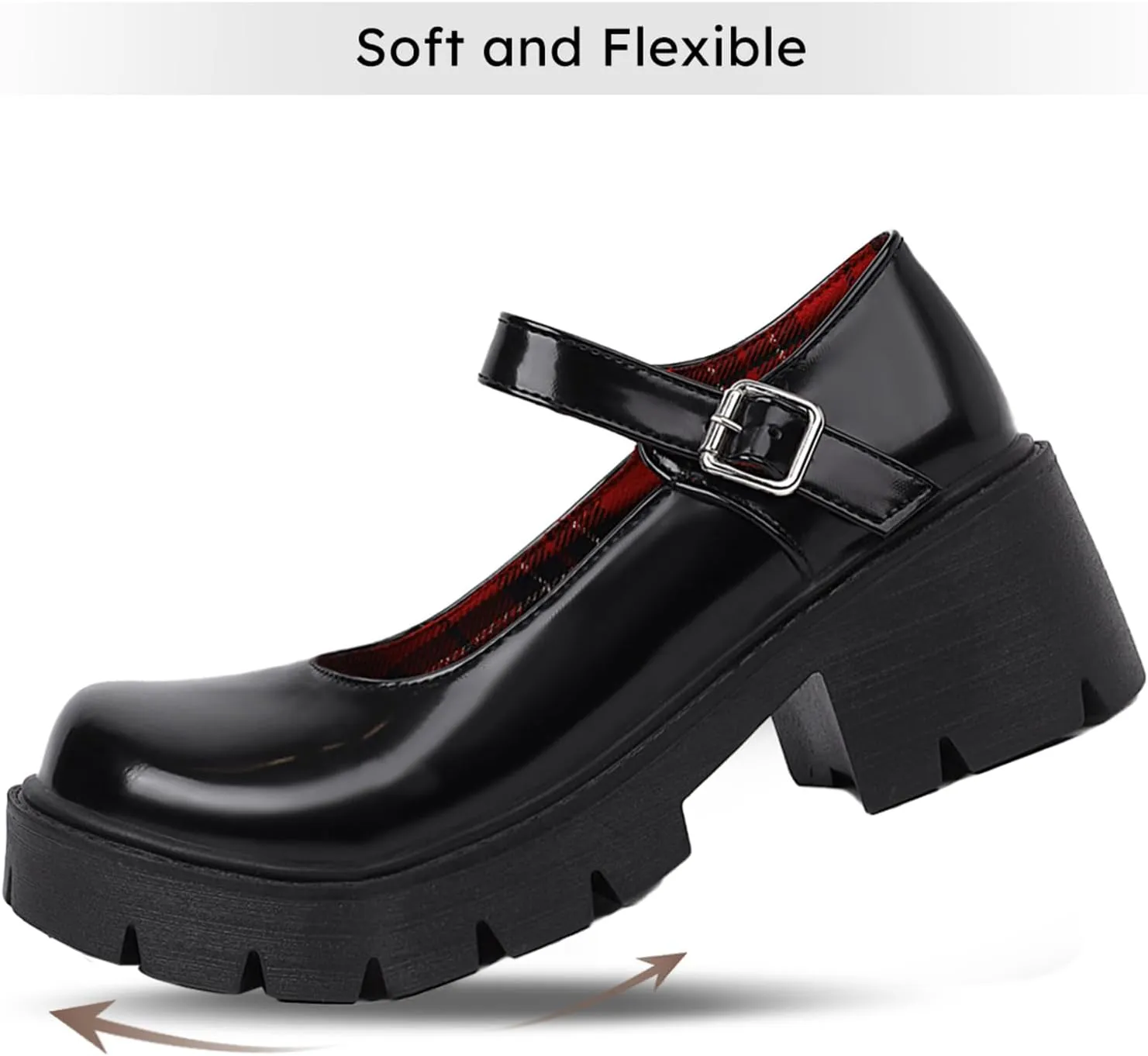 Caradise Womens Chunky Mary Jane Platform Shoes Patent Leather Uniform Dress Shoes