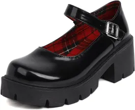 Caradise Womens Chunky Mary Jane Platform Shoes Patent Leather Uniform Dress Shoes