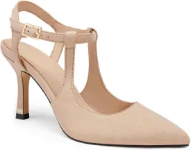 Coutgo Womens High Heels Pointed Toe Ankle Strap Pumps Patent Leather Sexy Stiletto Office Wedding Dress Shoes