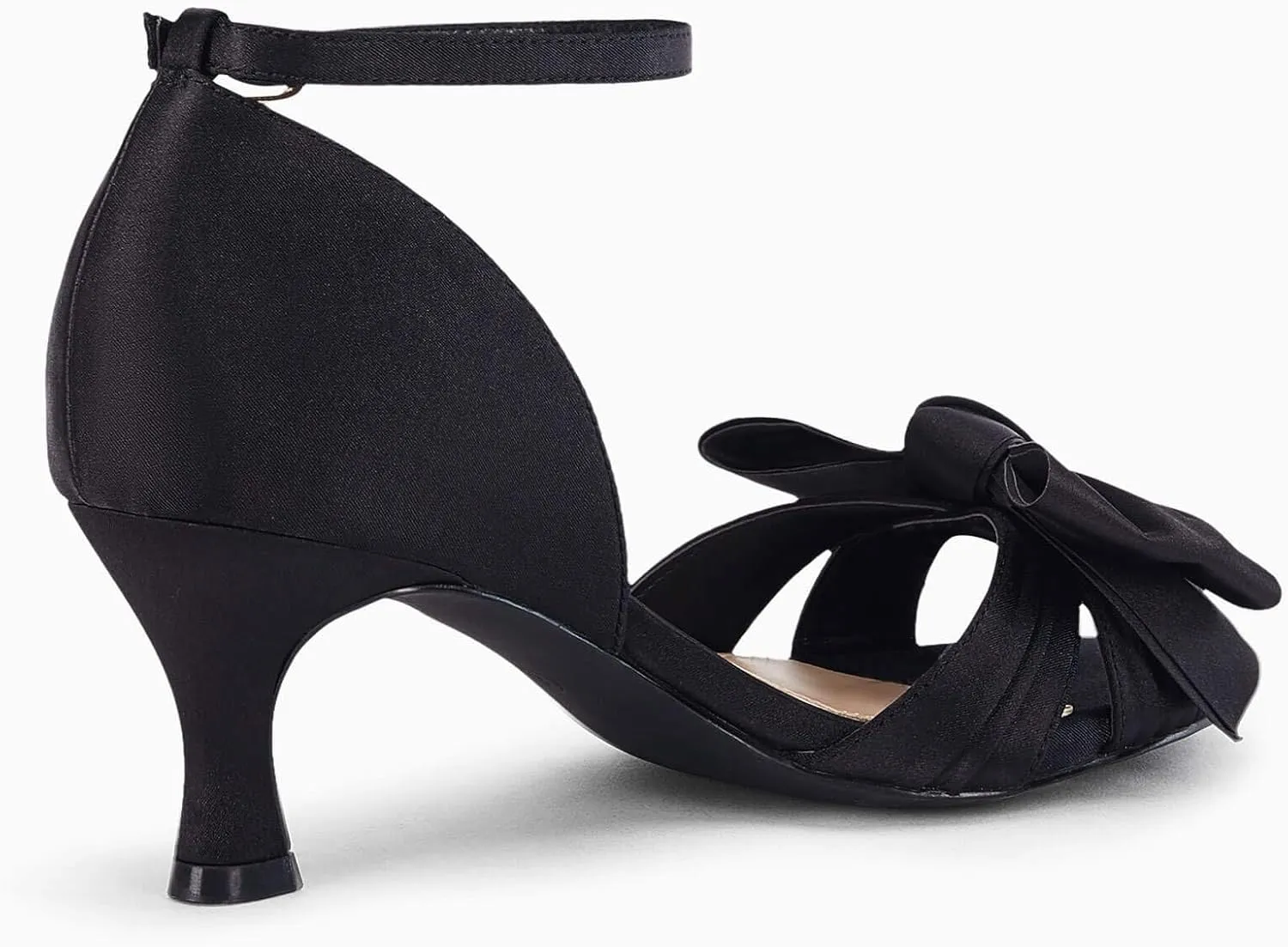 Coutgo Women's Kitten Heels Bow Low Heel Sandals Open Toe Ankle Strap Party Wedding Dress Shoes
