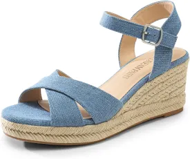DREAM PAIRS Espadrille Dressy Wedge Sandals, Women's Platform Sandals Casual Summer, Comfortable High Heeled Wedges with Adjustable Buckle