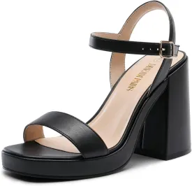 DREAM PAIRS Heels for Women Block Chunky Platform High Heels Open Toe GISELLE Fashion Wedding Party Evening Prom Dance Ankle Strap Dress Pump Sandals Shoes