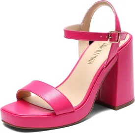 DREAM PAIRS Heels for Women Block Chunky Platform High Heels Open Toe GISELLE Fashion Wedding Party Evening Prom Dance Ankle Strap Dress Pump Sandals Shoes