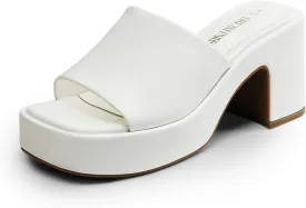 DREAM PAIRS High Chunky Platform Heels for Women Fashion Comfort Slip on Square Open Toe Block Heel Sandals