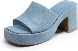 DREAM PAIRS High Chunky Platform Heels for Women Fashion Comfort Slip on Square Open Toe Block Heel Sandals