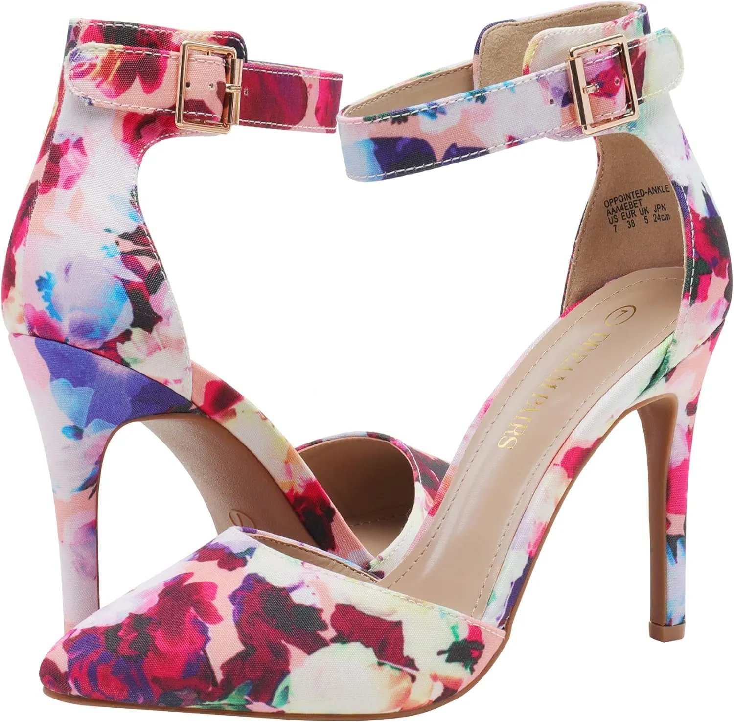 DREAM PAIRS Oppointed-Ankle Women's Pointed Toe Ankle Strap D'Orsay High Heel Stiletto Pumps Shoes
