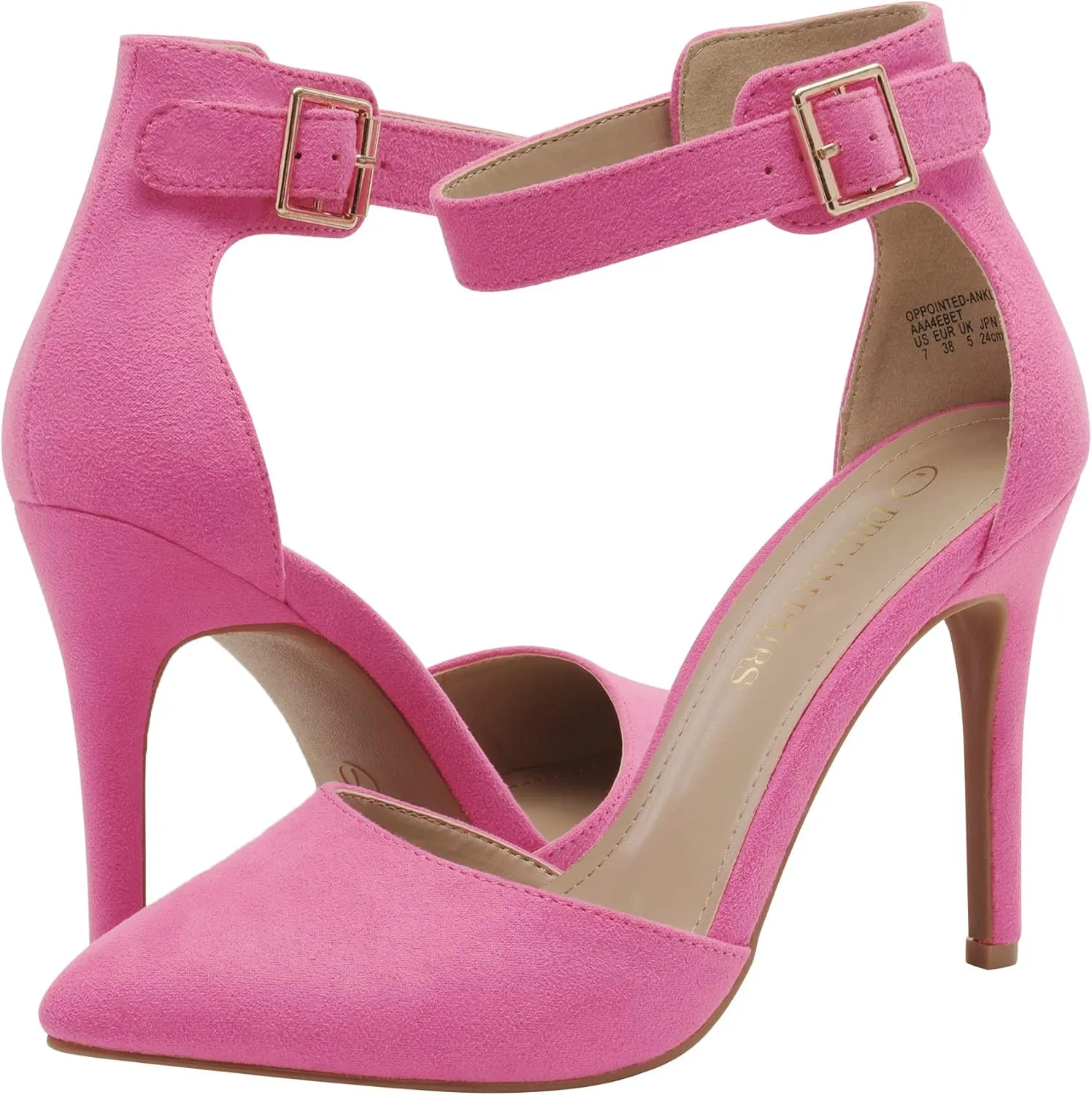 DREAM PAIRS Oppointed-Ankle Women's Pointed Toe Ankle Strap D'Orsay High Heel Stiletto Pumps Shoes