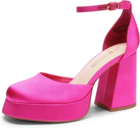 DREAM PAIRS Women's Chunky Platform High Heels Closed Toe Block Ankle Strap Dress Wedding Party Pumps Shoes