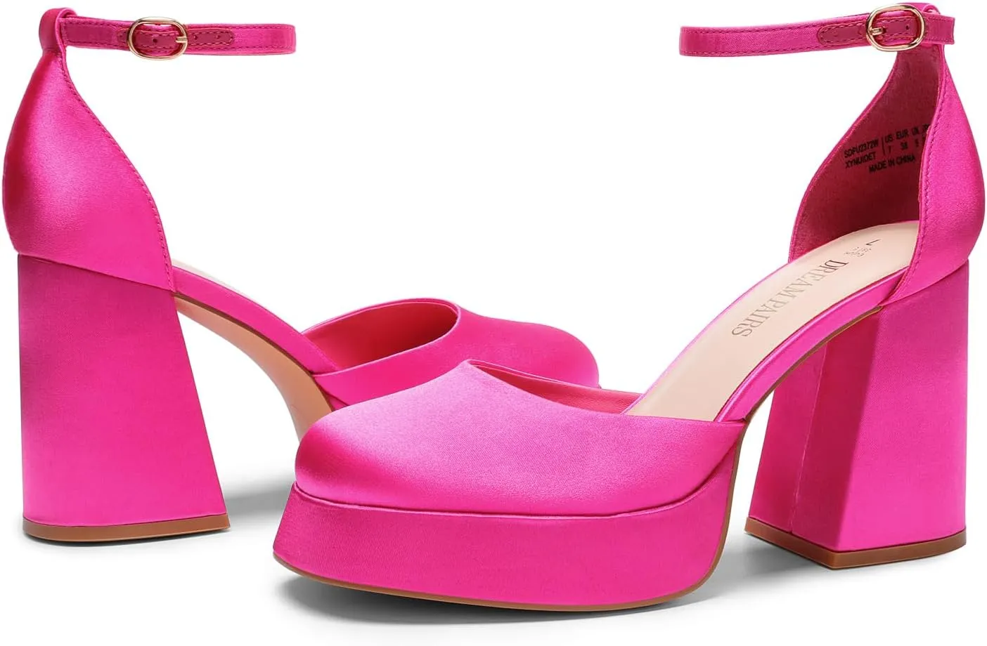 DREAM PAIRS Women's Chunky Platform High Heels Closed Toe Block Ankle Strap Dress Wedding Party Pumps Shoes