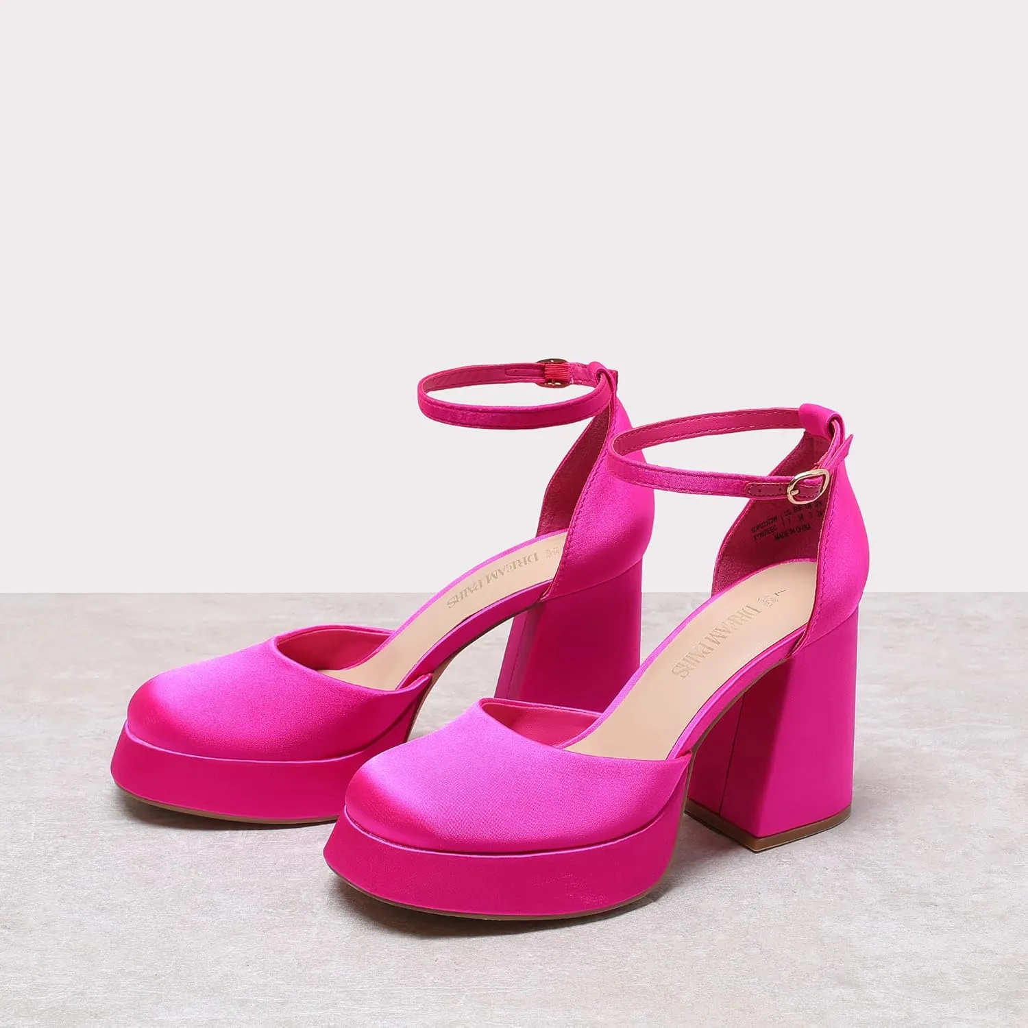DREAM PAIRS Women's Chunky Platform High Heels Closed Toe Block Ankle Strap Dress Wedding Party Pumps Shoes