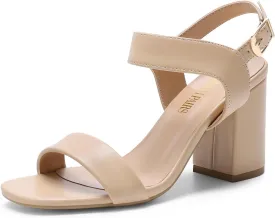 DREAM PAIRS Women's High Chunky Heels Square Toe Block Ankle Strap Dress Comfort Sandals
