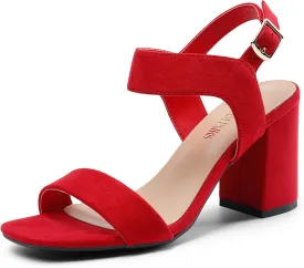 DREAM PAIRS Women's High Chunky Heels Square Toe Block Ankle Strap Dress Comfort Sandals