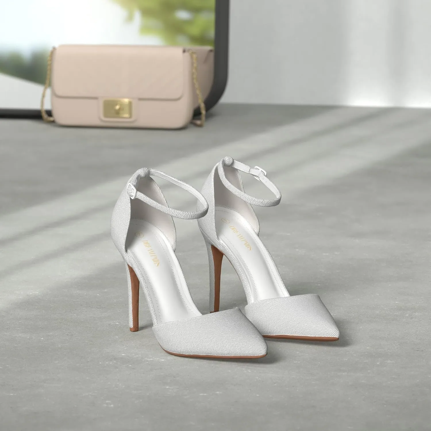 DREAM PAIRS Women's Oppointed-Lacey Pointed Toe Ankle Strap High Heel Stiletto Pumps Wedding Dress Shoes