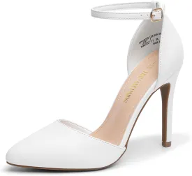 DREAM PAIRS Women's Oppointed-Lacey Pointed Toe Ankle Strap High Heel Stiletto Pumps Wedding Dress Shoes