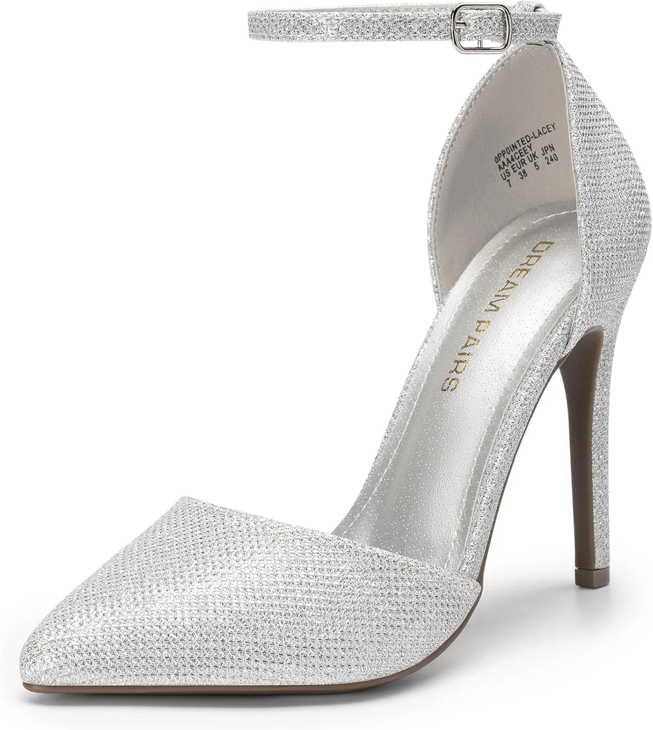 DREAM PAIRS Women's Oppointed-Lacey Pointed Toe Ankle Strap High Heel Stiletto Pumps Wedding Dress Shoes
