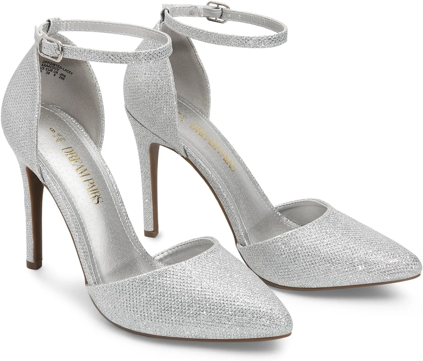 DREAM PAIRS Women's Oppointed-Lacey Pointed Toe Ankle Strap High Heel Stiletto Pumps Wedding Dress Shoes