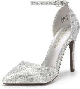 DREAM PAIRS Women's Oppointed-Lacey Pointed Toe Ankle Strap High Heel Stiletto Pumps Wedding Dress Shoes
