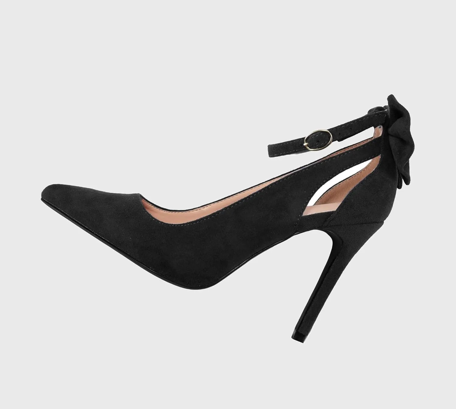 Fashare Womens High Heels Bow Tie Back Sexy Stiletto Ankle Strap Wedding Dress Pumps Shoes