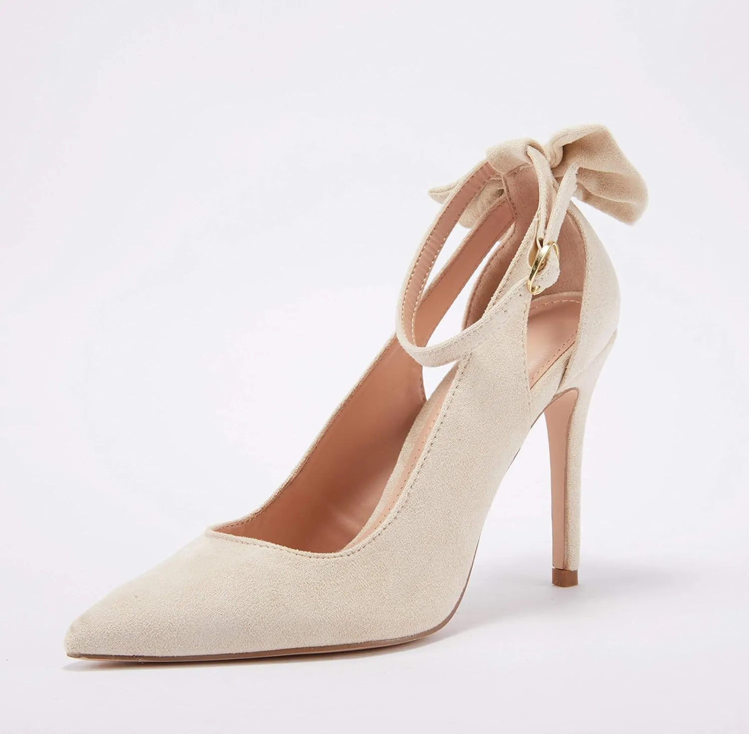 Fashare Womens High Heels Bow Tie Back Sexy Stiletto Ankle Strap Wedding Dress Pumps Shoes