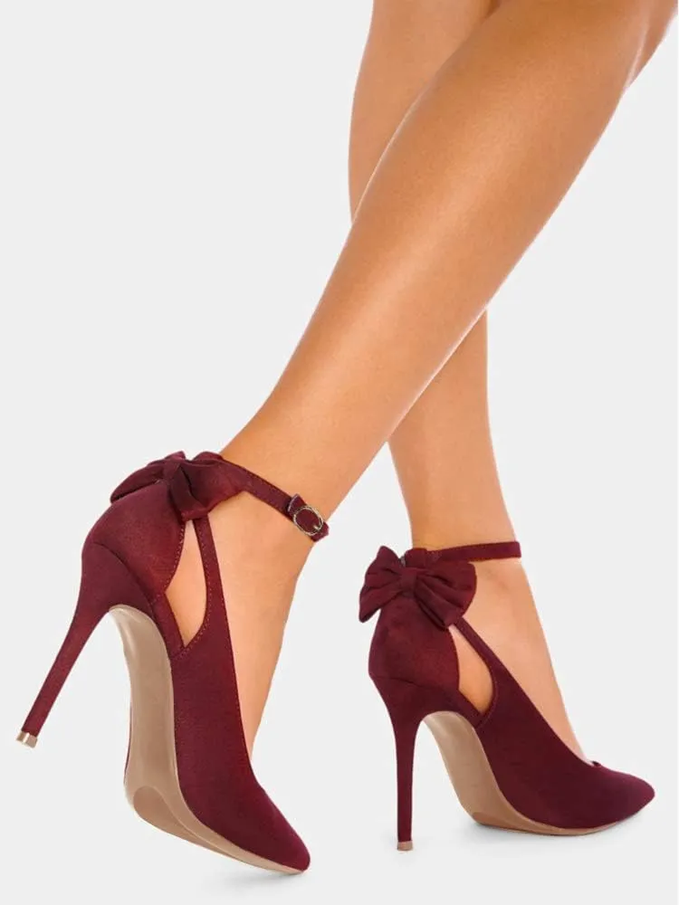 Fashare Womens High Heels Bow Tie Back Sexy Stiletto Ankle Strap Wedding Dress Pumps Shoes