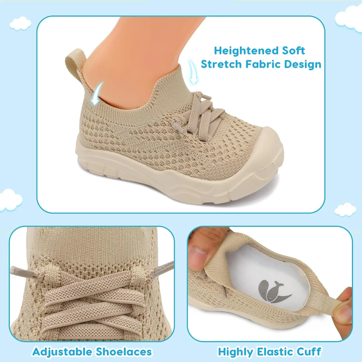 FEETCITY Toddler Sneakers Toddler Walking Shoes Boys Girls Toddler Tennis Shoes Lightweight Brethable Kids Slip On Shoes