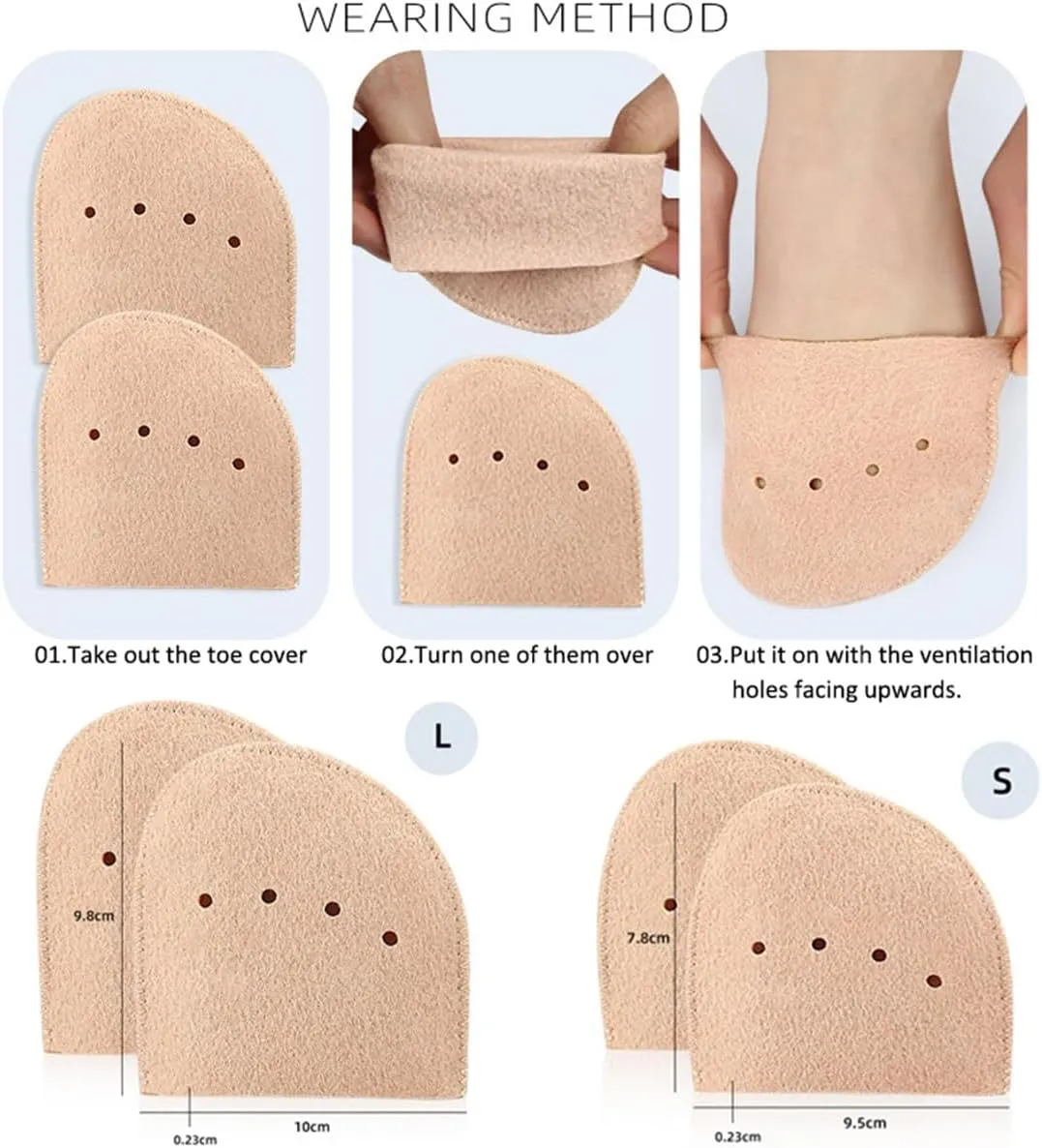 Felt Ballet Dance Toe Pads, 2 Pairs Breathable Ballet Dance Pointe Shoe Socks Pad Toe Cap, Soft Toe Pouches Pad Toes Protectors Ballet Shoe Toe Covers for Men Women Jazz Gymnastic Ballet Dance (L)