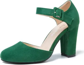fereshte Women's High Heel Closed Toe Chunky Wedding Pumps Mary Jane Shoes