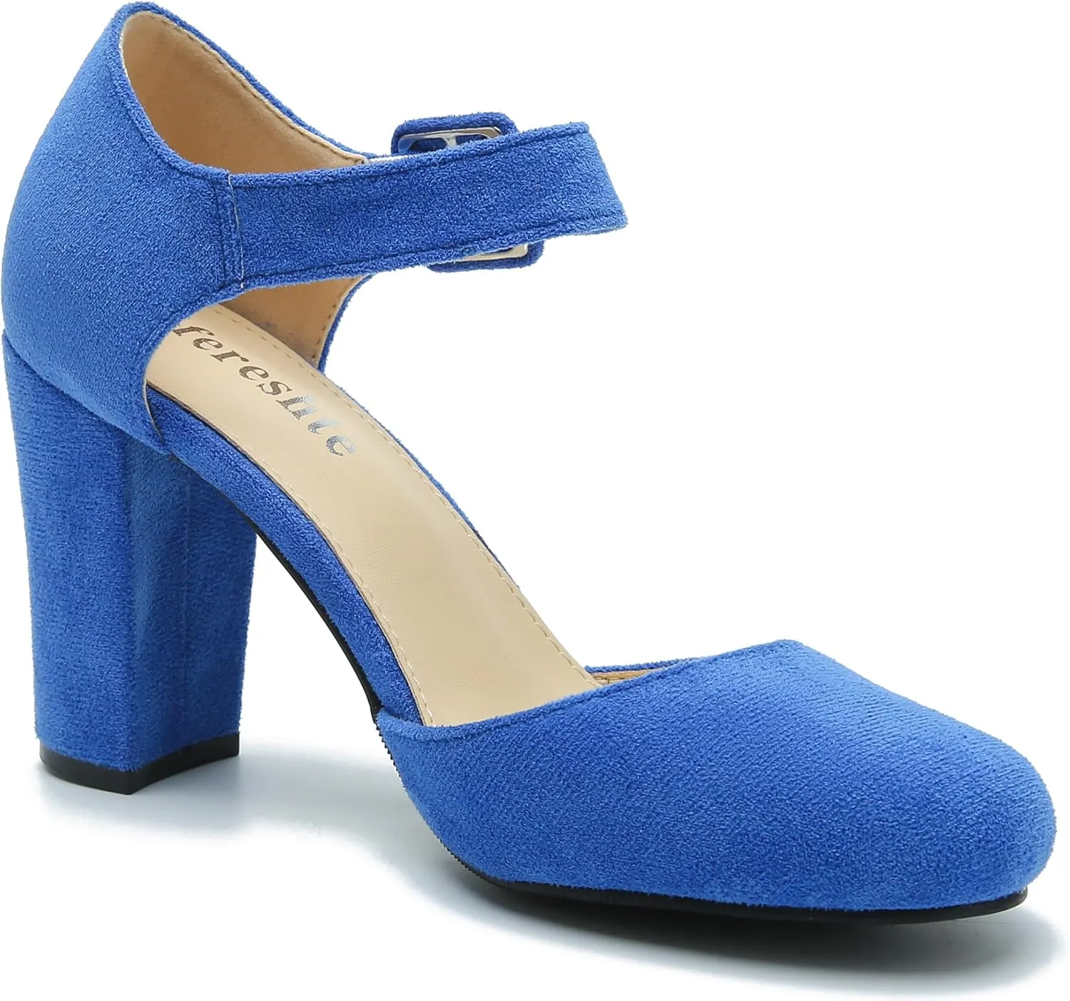 fereshte Women's High Heel Closed Toe Chunky Wedding Pumps Mary Jane Shoes