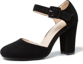 fereshte Women's High Heel Closed Toe Chunky Wedding Pumps Mary Jane Shoes