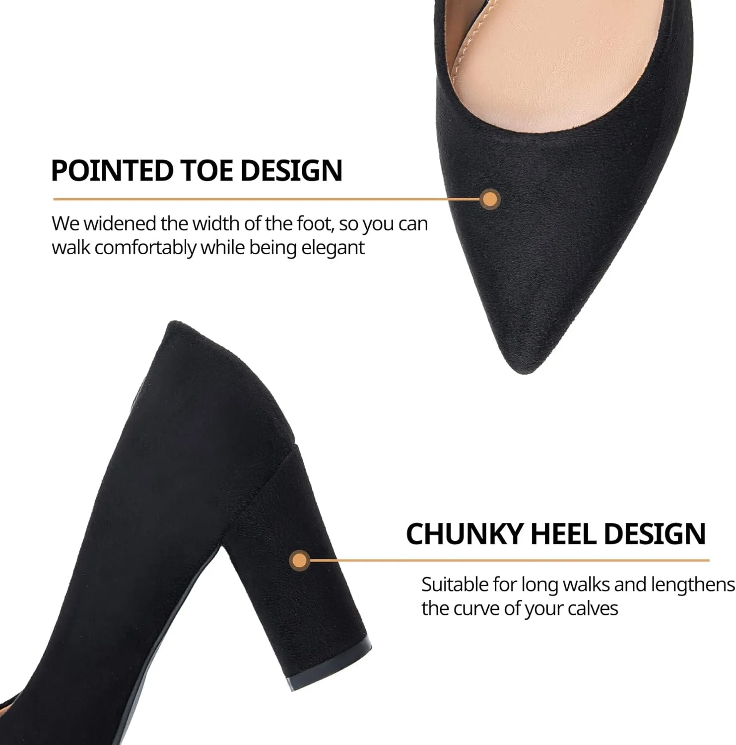Heel The World Women's High Chunky Block Closed Toe Heels,Slip On Pointed Toe Work Dress Office Wedding Party Pumps Shoes