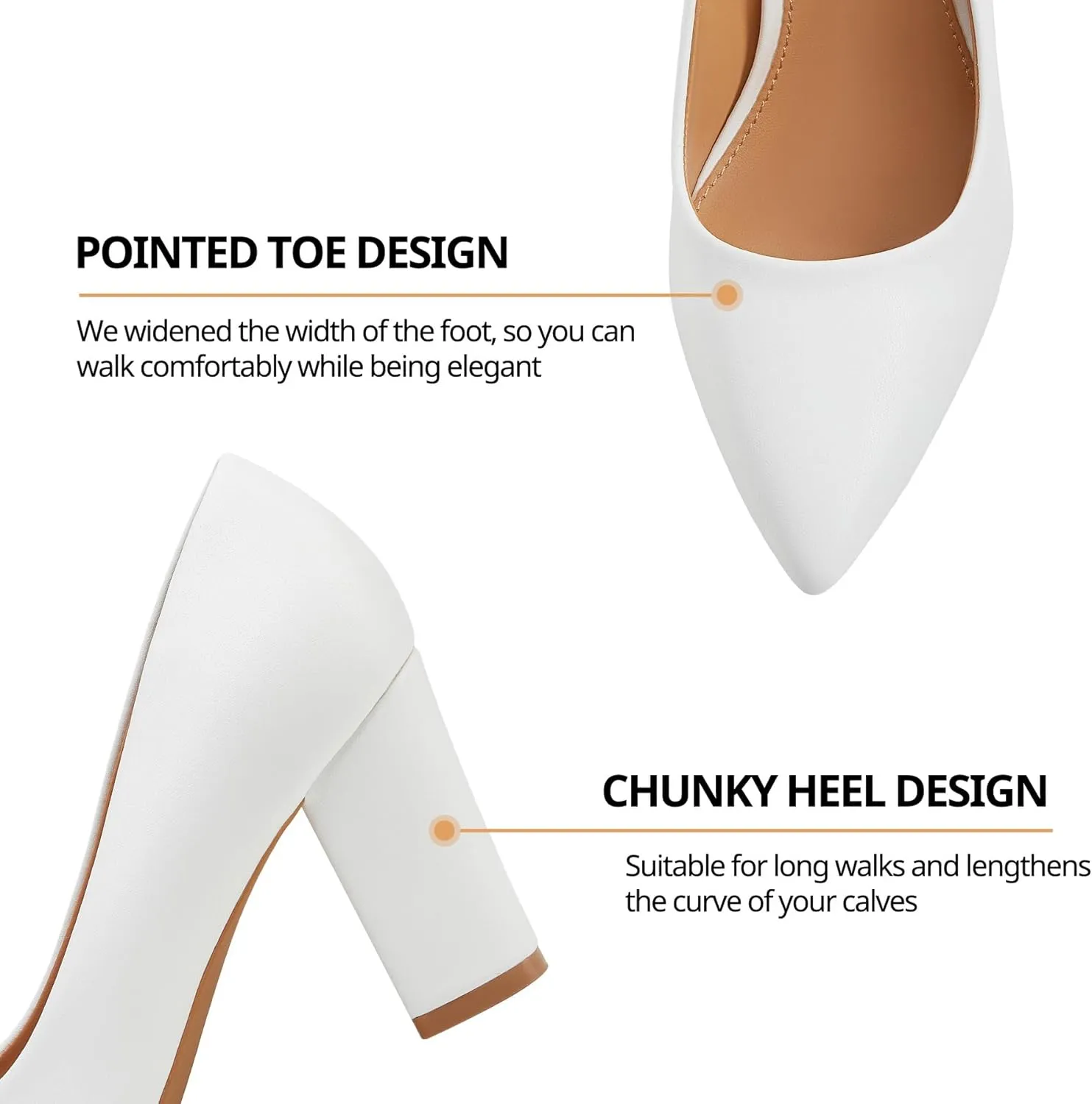 Heel The World Women's High Chunky Block Closed Toe Heels,Slip On Pointed Toe Work Dress Office Wedding Party Pumps Shoes