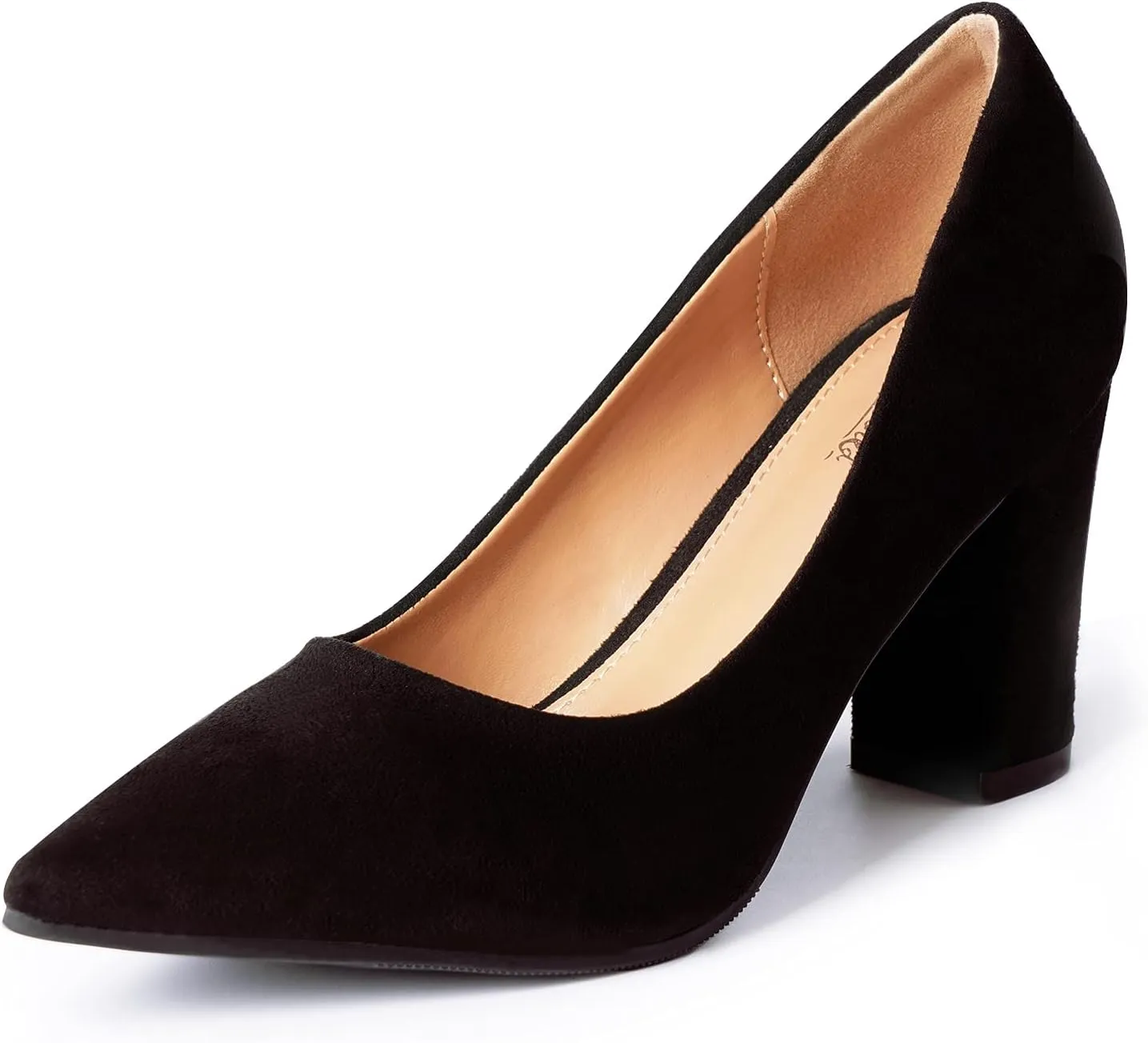 Heel The World Women's High Chunky Block Closed Toe Heels,Slip On Pointed Toe Work Dress Office Wedding Party Pumps Shoes