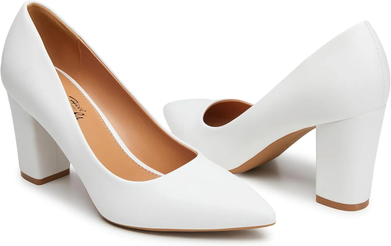 Heel The World Women's High Chunky Block Closed Toe Heels,Slip On Pointed Toe Work Dress Office Wedding Party Pumps Shoes
