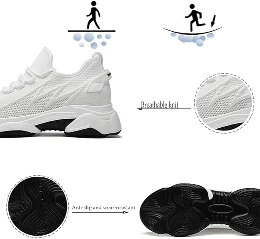 Hidden Height Fashion Sneakers, Men's Breathable Increase 3.14 in /8 cm Elevator Mesh Shoes