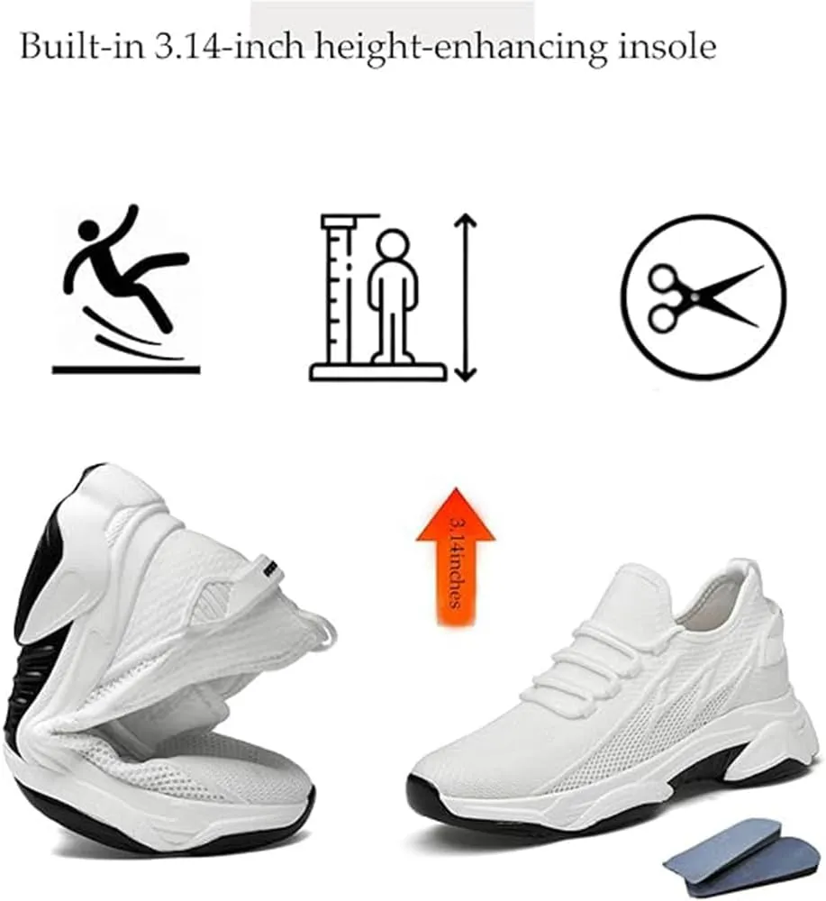 Hidden Height Fashion Sneakers, Men's Breathable Increase 3.14 in /8 cm Elevator Mesh Shoes