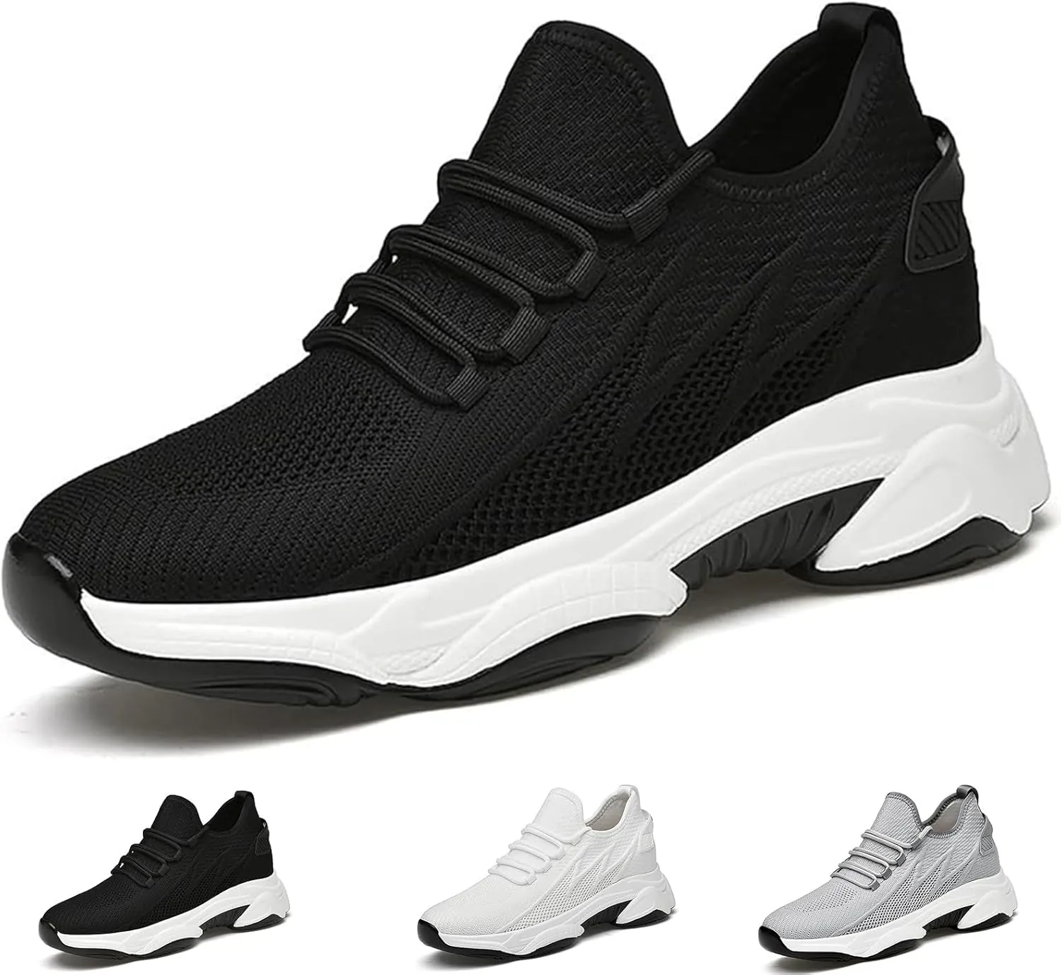 Hidden Height Fashion Sneakers, Men's Breathable Increase 3.14 in /8 cm Elevator Mesh Shoes
