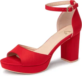 High Heels Chunky Platform Heels for Women Ankle Strap Comfy Open Toe Block Heeled Sandals Party Prom Wedding Dress Pumps