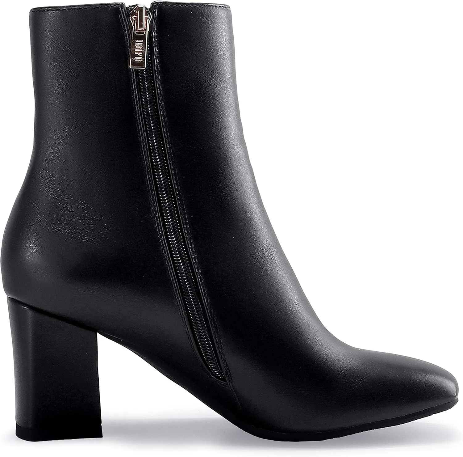 IDIFU Women's Aliza Fashion Square Toe Short Boots Side Zipper Low Block Heel Ankle Booties